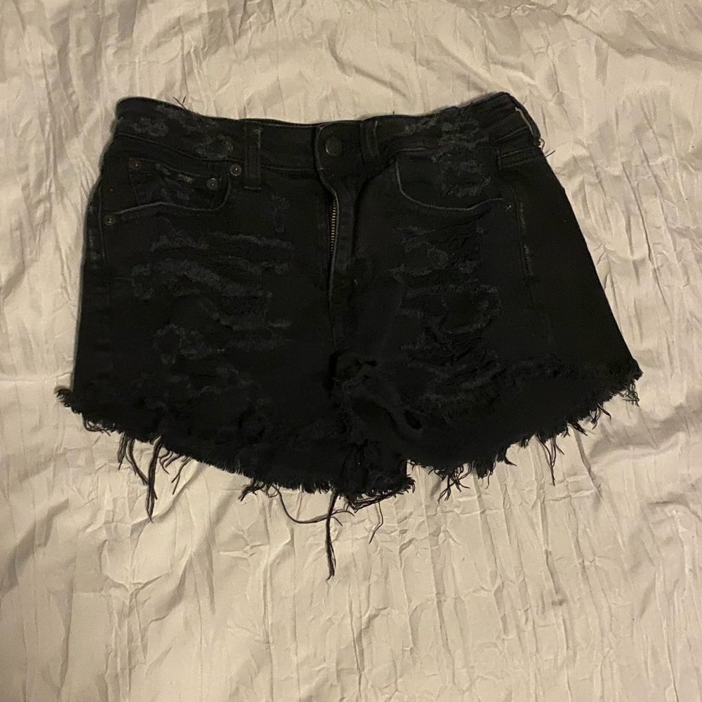 American Eagle super stretch black jean shorts